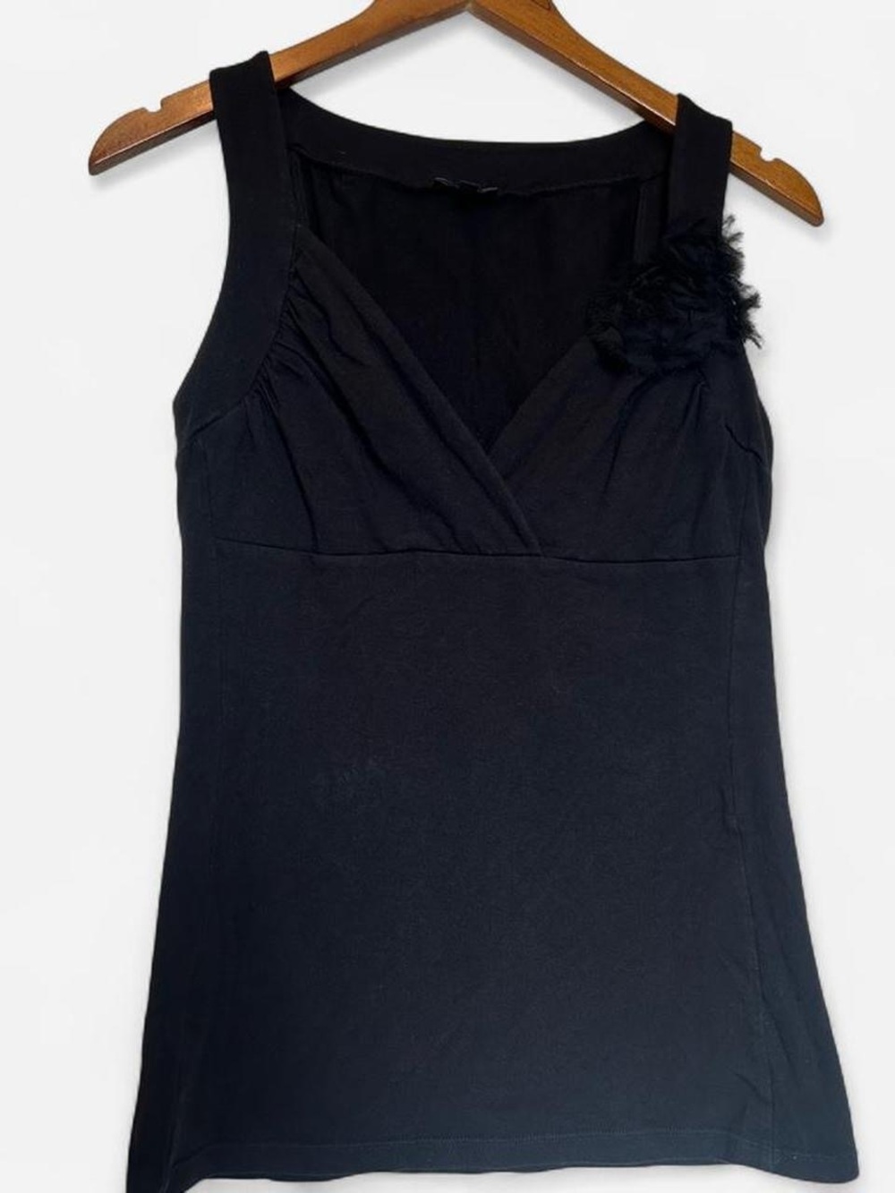 Express Black Sleeveless Blouse with Lace Flower Detail